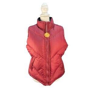 Big Chill Women's Chevron Quilted Puffer Vest W/Reversible Pockets Red Black